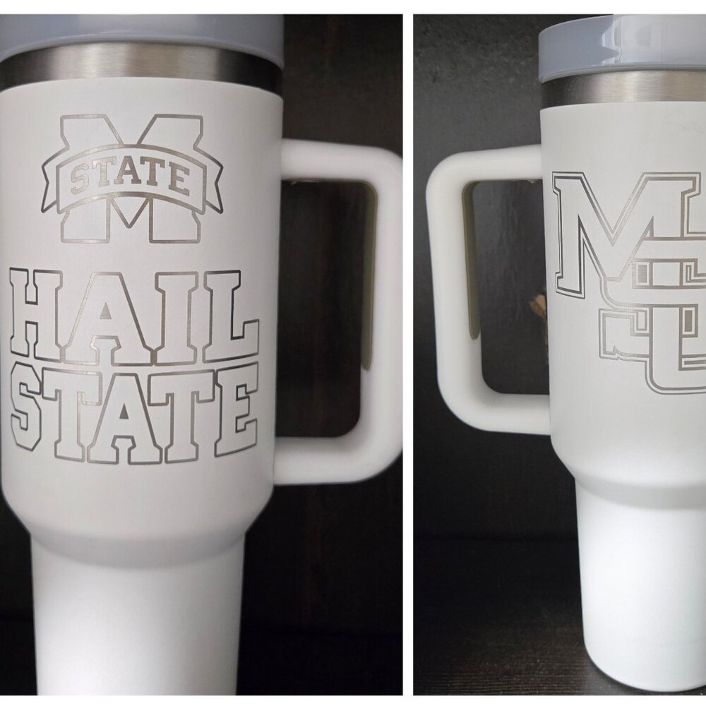 2 sided logo White 40 oz. Tumbler